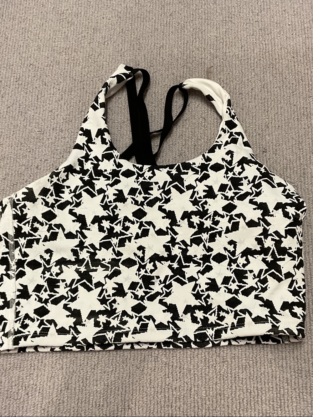 Beach Riot Girls Black & White Star Print Sports Bra